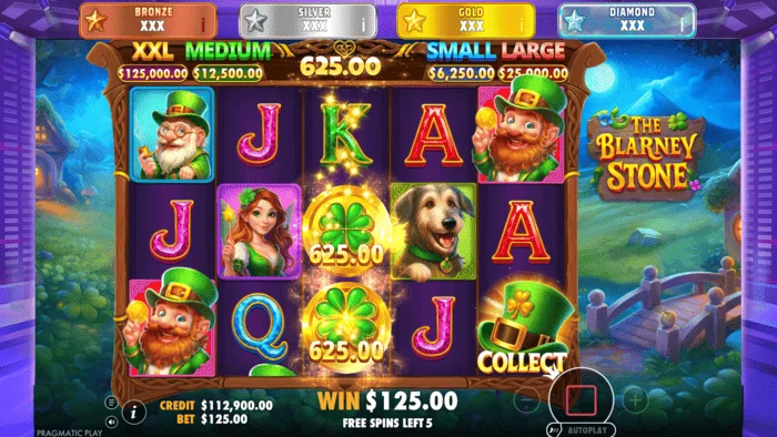 The Blarney Stone - schermata Money Collect con il cappello sul quinto rullo