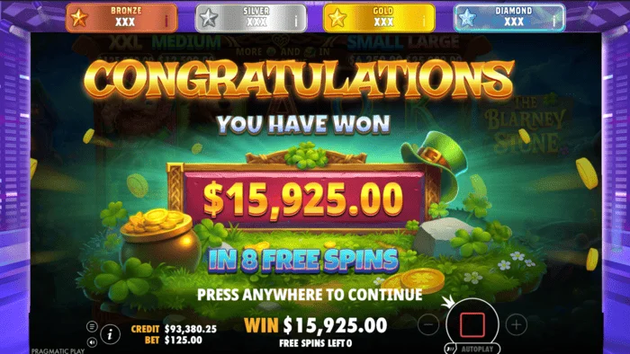 The Blarney Stone - vincita totale nel round bonus