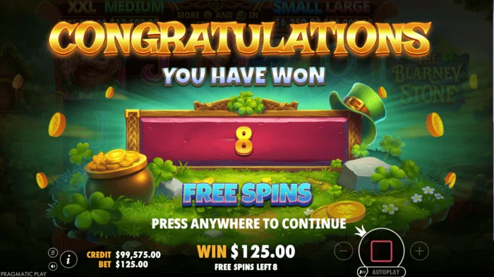 The Blarney Stone - avvio del round Free Spins